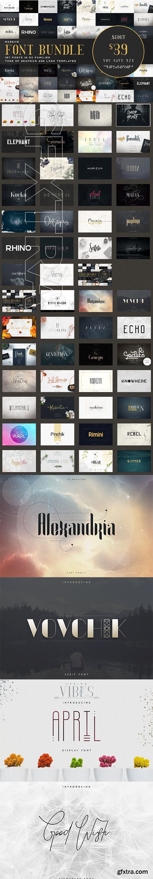 CreativeMarket - Massive Font Bundle - 197 fonts 3037602