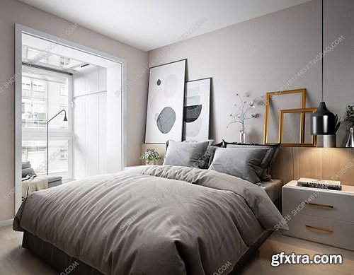 Minimalist Nordic Bedroom Interior Scene