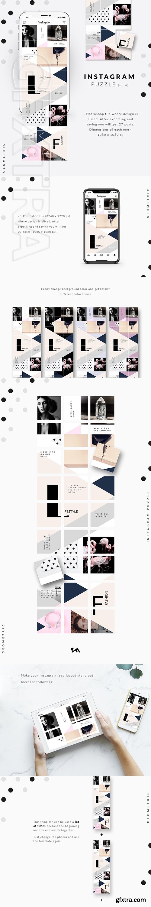 CreativeMarket - Instagram PUZZLE template -Geometric 2958794