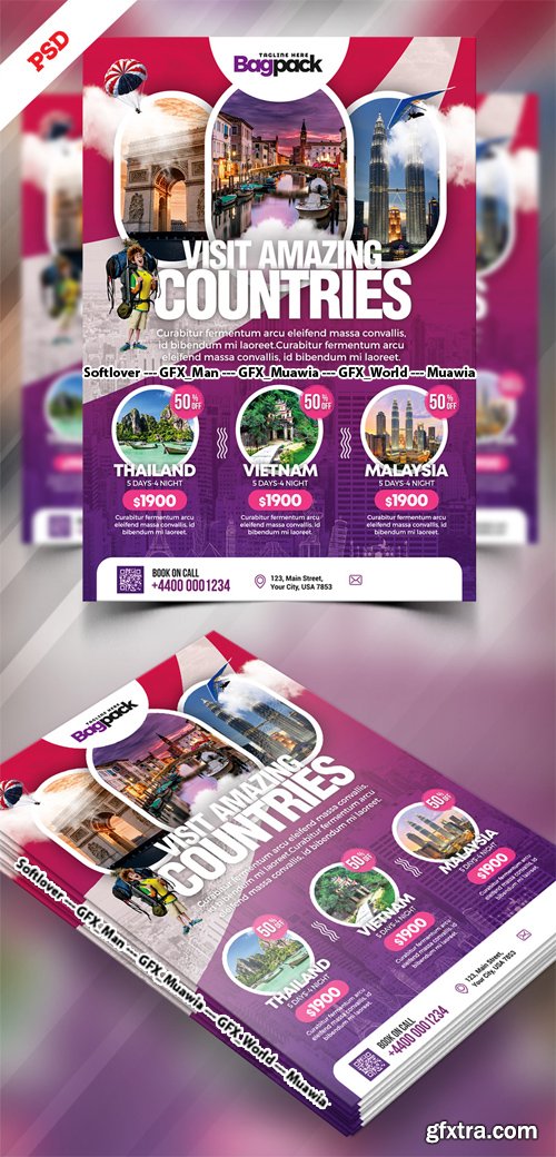 Holiday Travel Packages Flyer PSD Template