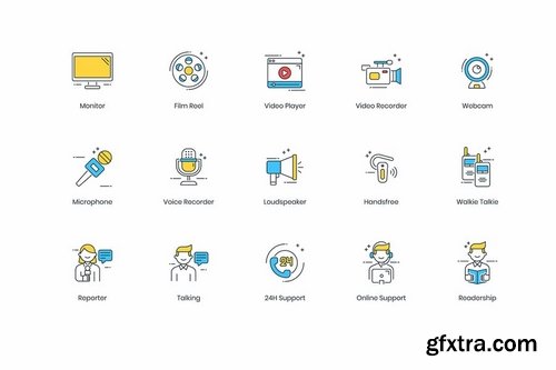 70 Communication & Media Modern Icons