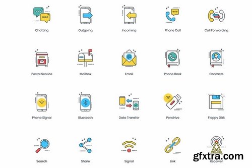 70 Communication & Media Modern Icons