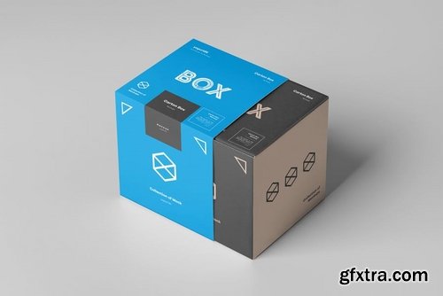 Carton Box Mockup 100x100x100 & Wrapper