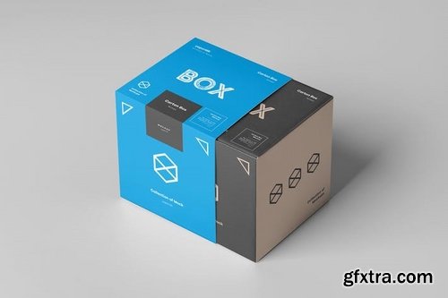 Carton Box Mockup 100x100x100 & Wrapper