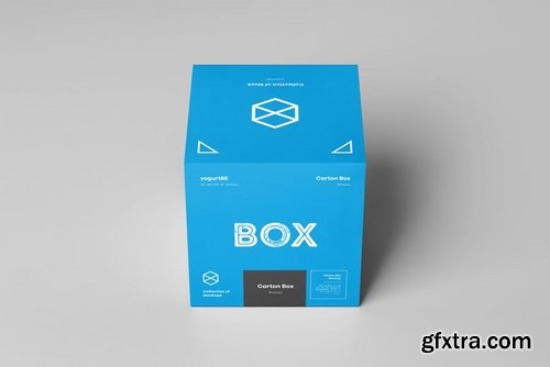 Carton Box Mockup 100x100x100 & Wrapper