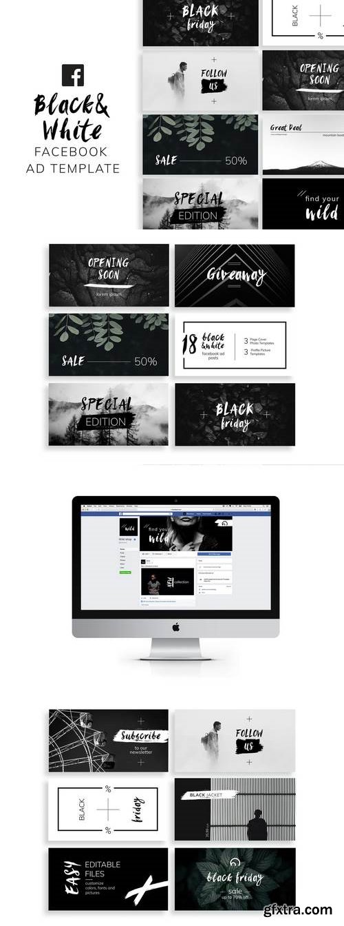 Black & White Facebook Ad Templates