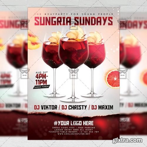 Sangria Sundays Flyer - Club A5 Template