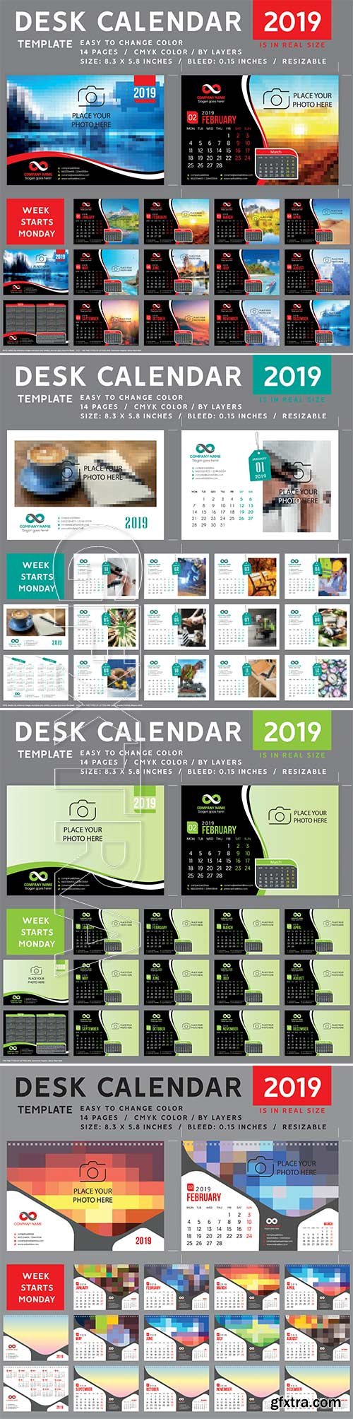 2019 desk vector calendar design template