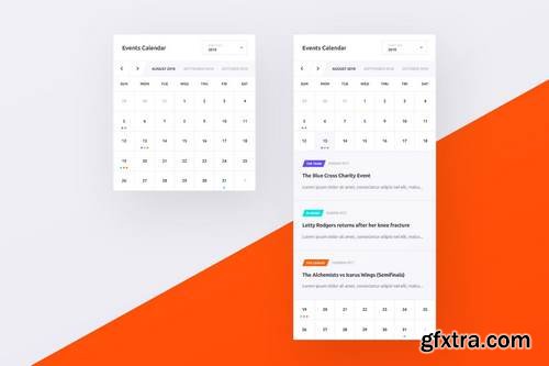 Events Calendar UI PSD Widget