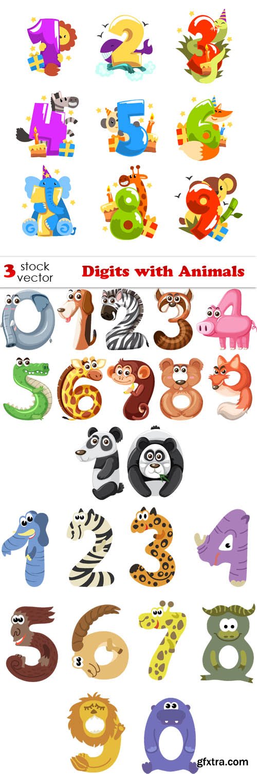 Vectors - Digits with Animals