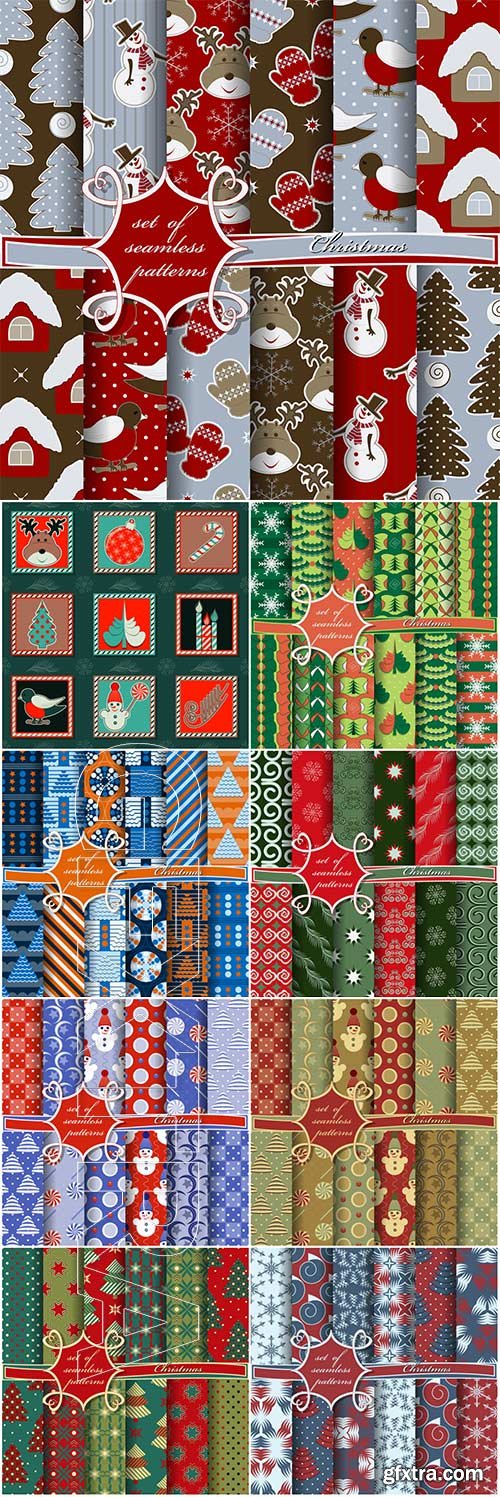 Set of christmas seamless textures in vector