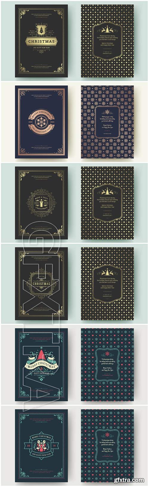 Christmas greeting card and label design vector template