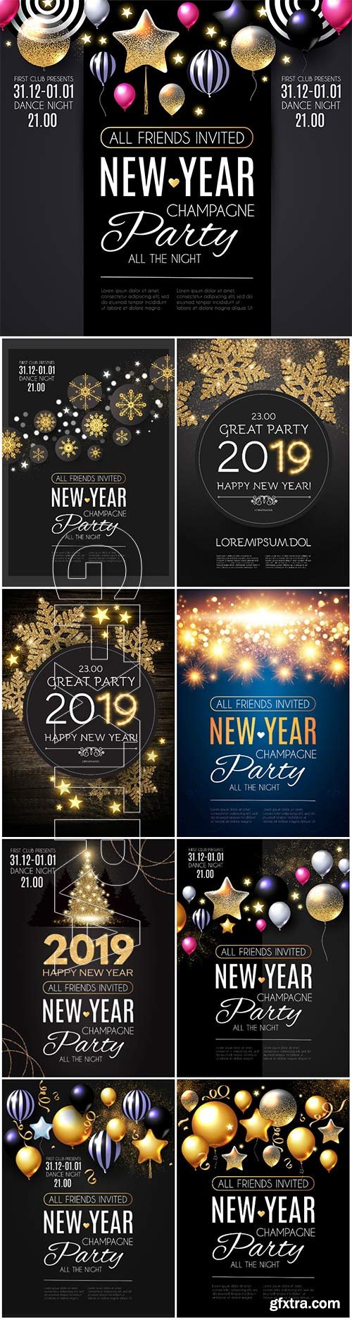 Happy New Year party poster vector template