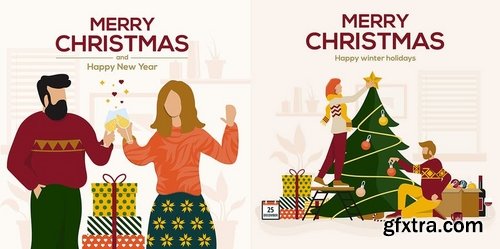 Holiday greeting cards, Happy Holidays banners