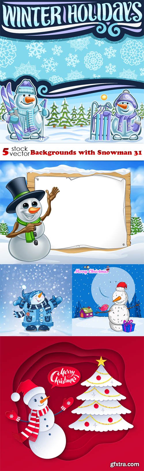 Vectors - Backgrounds with Snowman 31