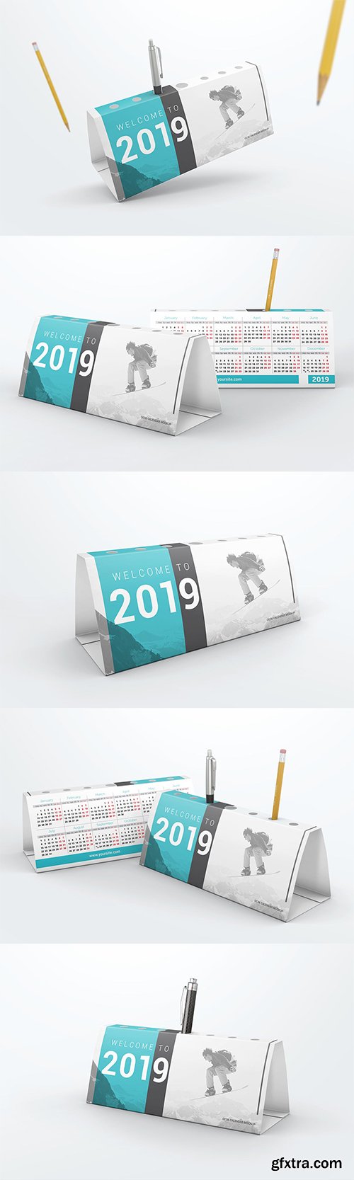 Desk Calendar Pen Holder Mockup