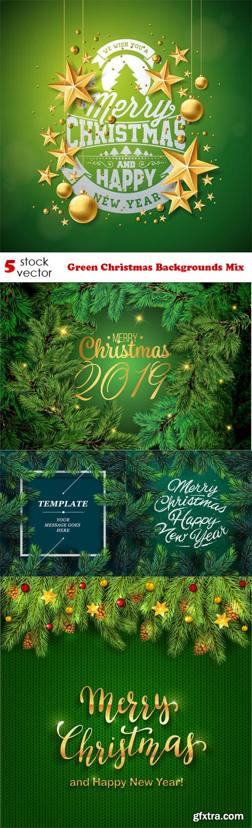 Vectors - Green Christmas Backgrounds Mix