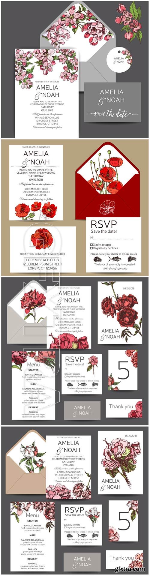 Vector template for wedding invitation