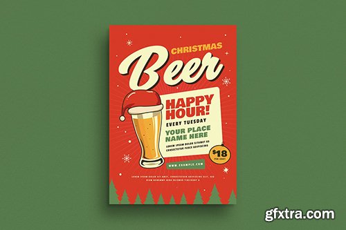 Retro Christmas Beer Party Flyer