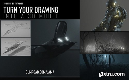 Blender 2.8: Turn your 2D drawing into a 3D model using Grease Pencil