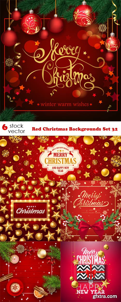 Vectors - Red Christmas Backgrounds Set 32