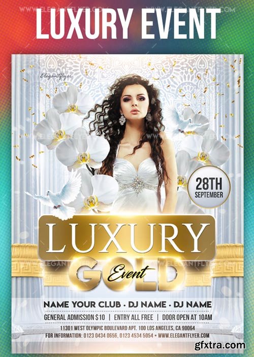 Luxury Gold Event V1 2018 Flyer PSD Template + Instagram template