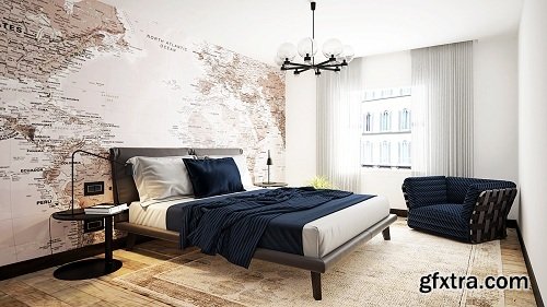 Modern Bedroom Interior Scene 21