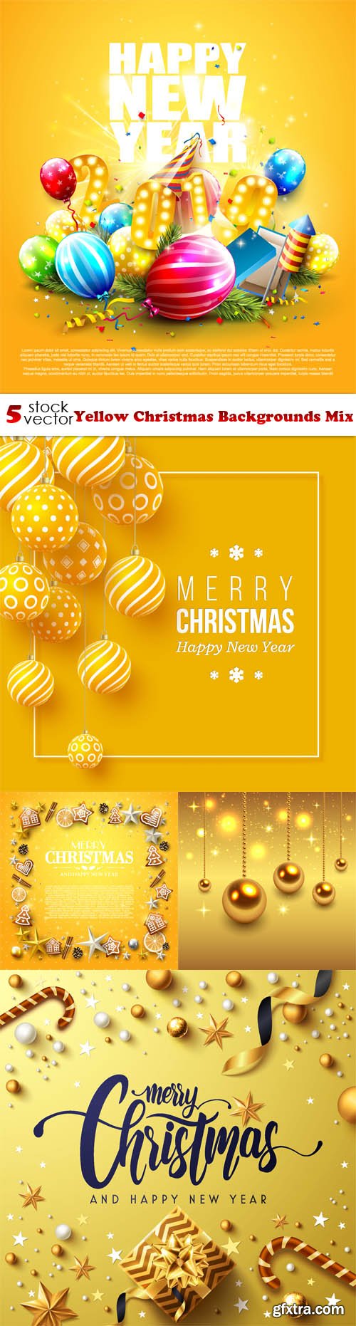 Vectors - Yellow Christmas Backgrounds Mix