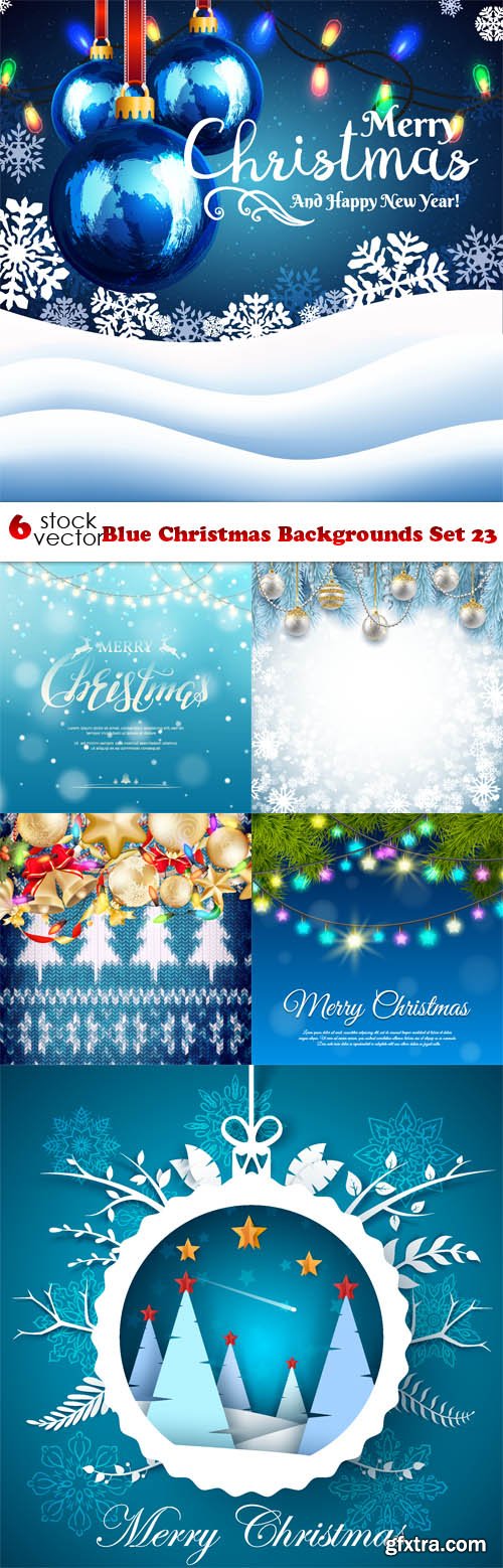 Vectors - Blue Christmas Backgrounds Set 23