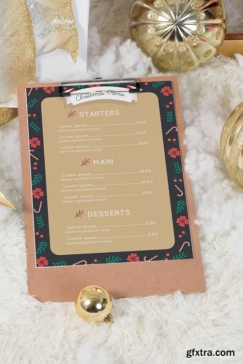 A4 Christmas Menu Mock Up