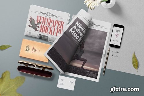 Vintage Style Newspaper Mockup Scenes