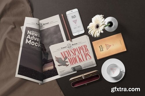 Vintage Style Newspaper Mockup Scenes