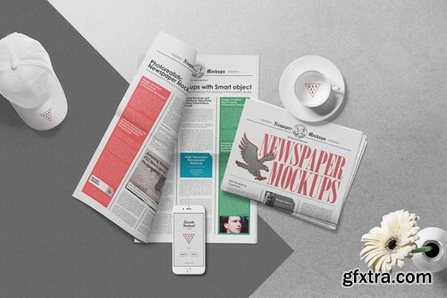 Vintage Style Newspaper Mockup Scenes