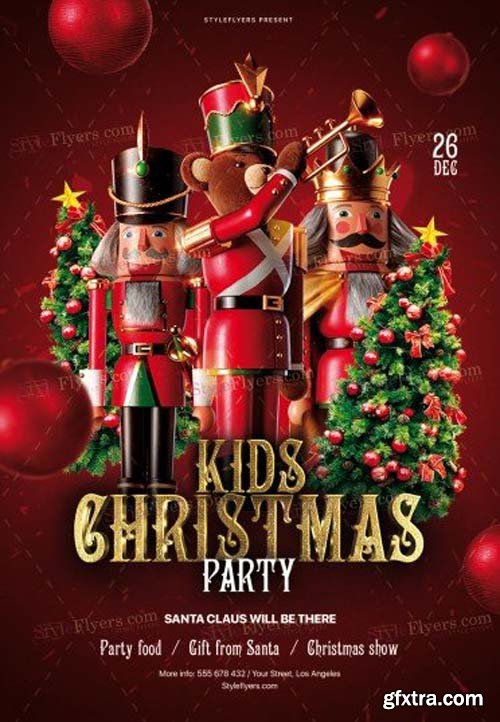 Kids Christmas Party V3 2018 PSD Flyer Template