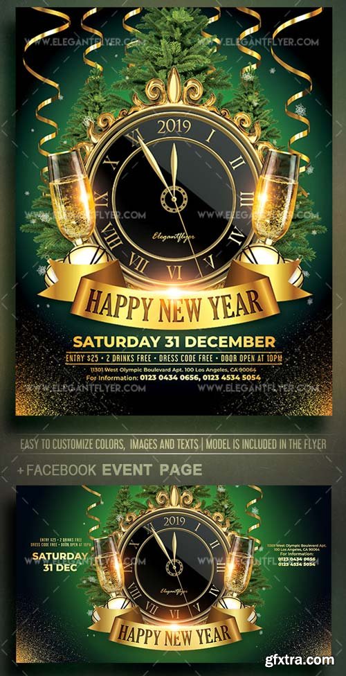 Happy New Year V21 2018 Flyer PSD Template