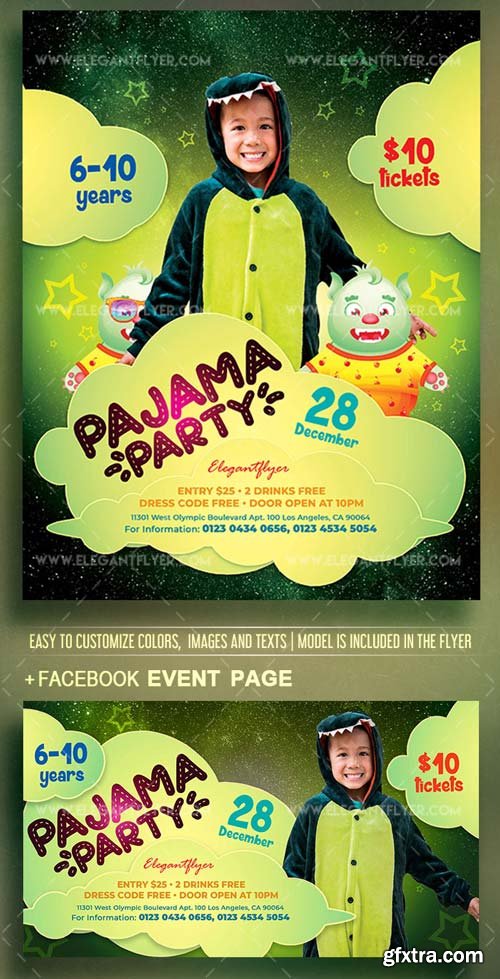 Pajama Party V1 2018 Flyer PSD Template