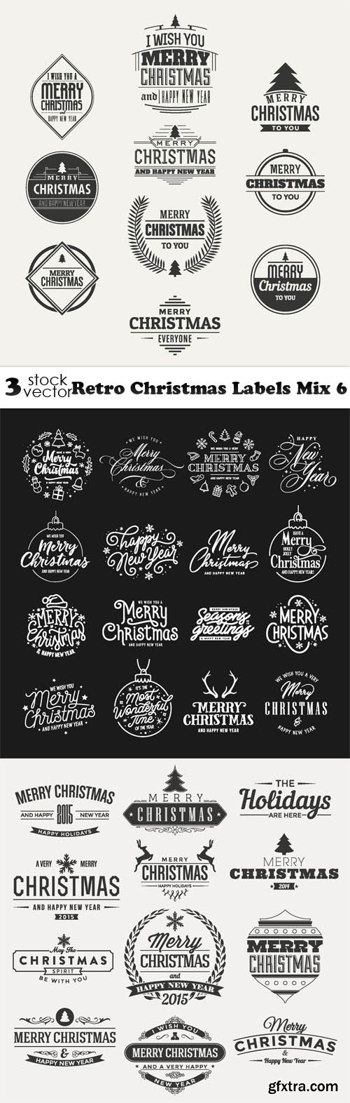 Vectors - Retro Christmas Labels Mix 6