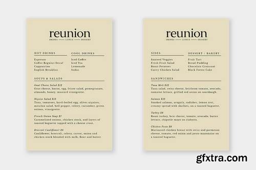 Reunion Menu