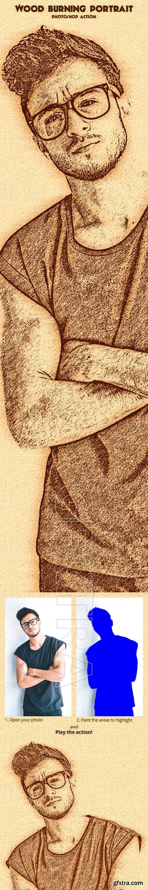 GraphicRiver - Wood Burning Portrait Photoshop Action 22713470