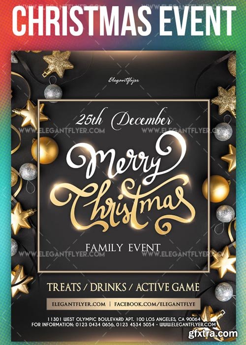 Family Christmas Event V1 2018 Flyer PSD Template + Instagram template