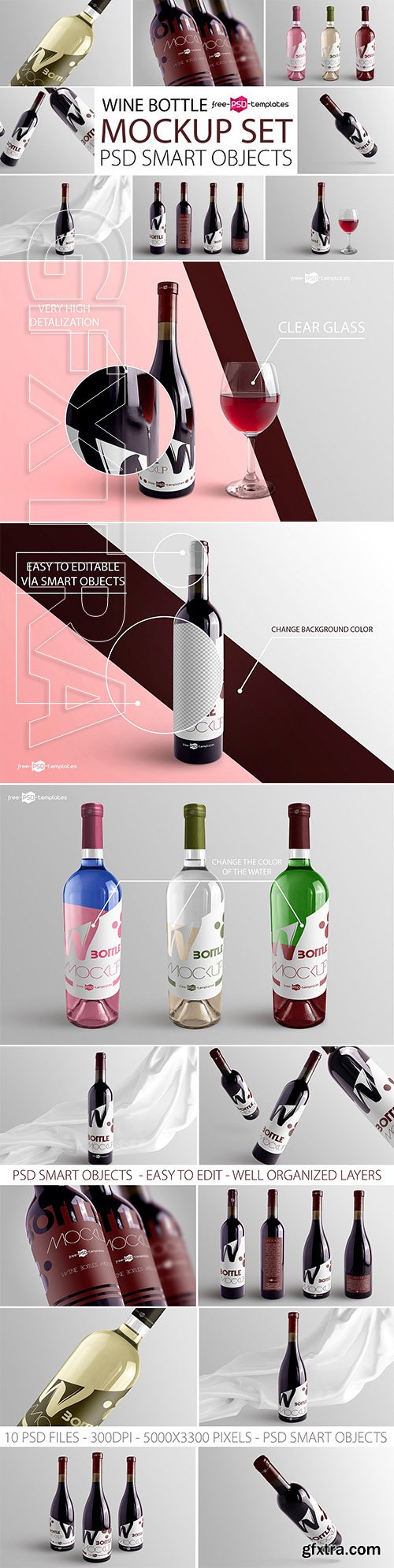 CreativeMarket - Wine Bottle Mockup Set 3130526