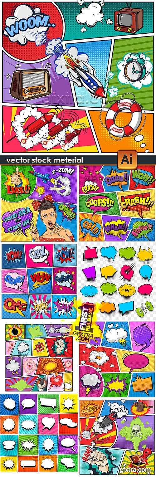 Pop art comic banner bubble cartoon cloud collection 3