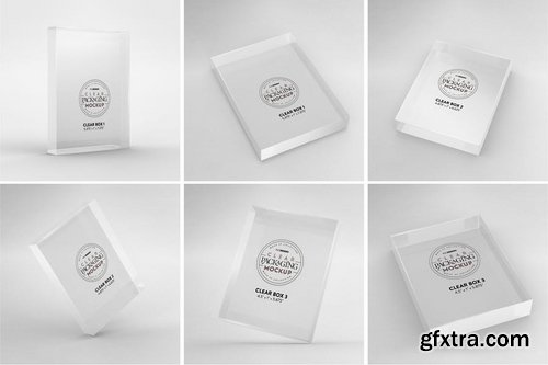 Clear Box Set with Stationery Packaging Mockup