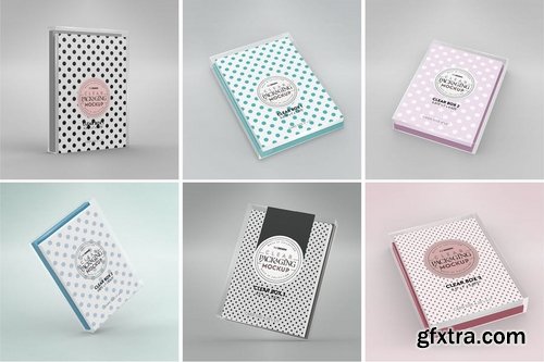 Clear Box Set with Stationery Packaging Mockup