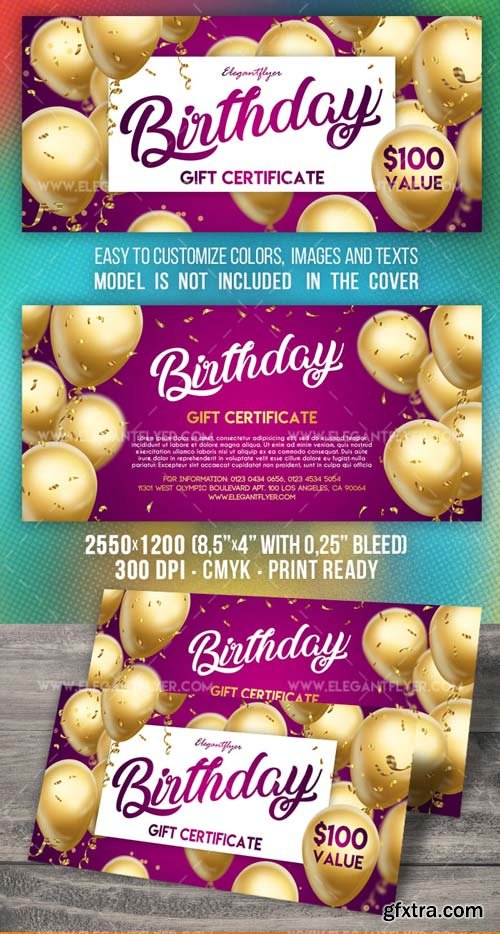 Birthday Gift Certificate V7 2018Template