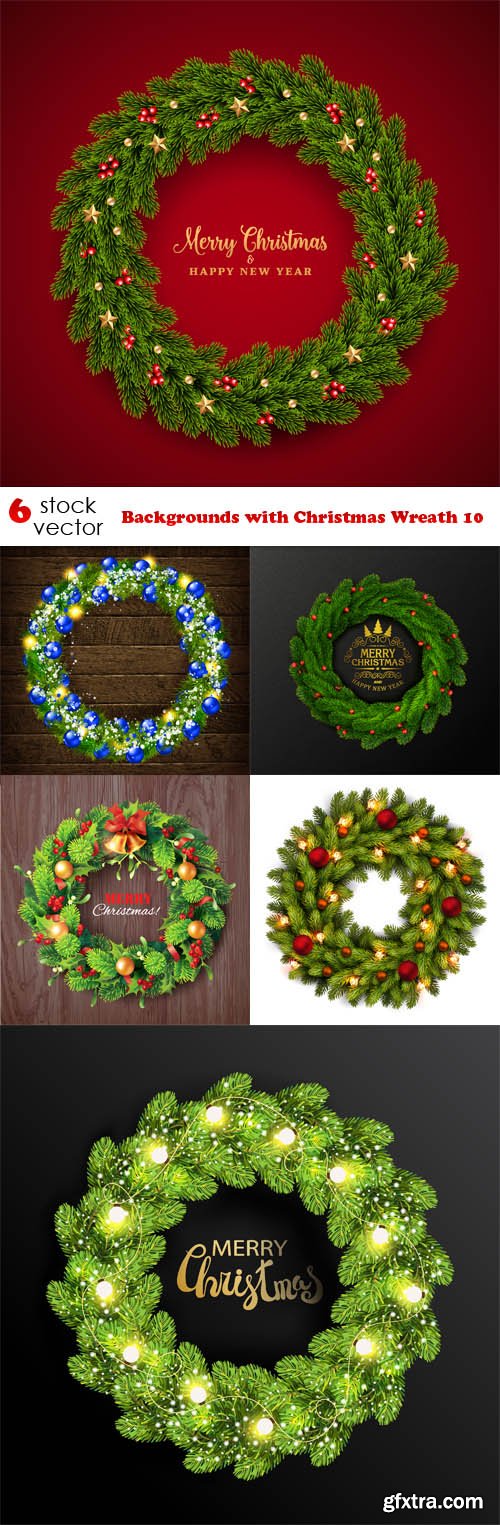 Vectors - Backgrounds with Christmas Wreath 10