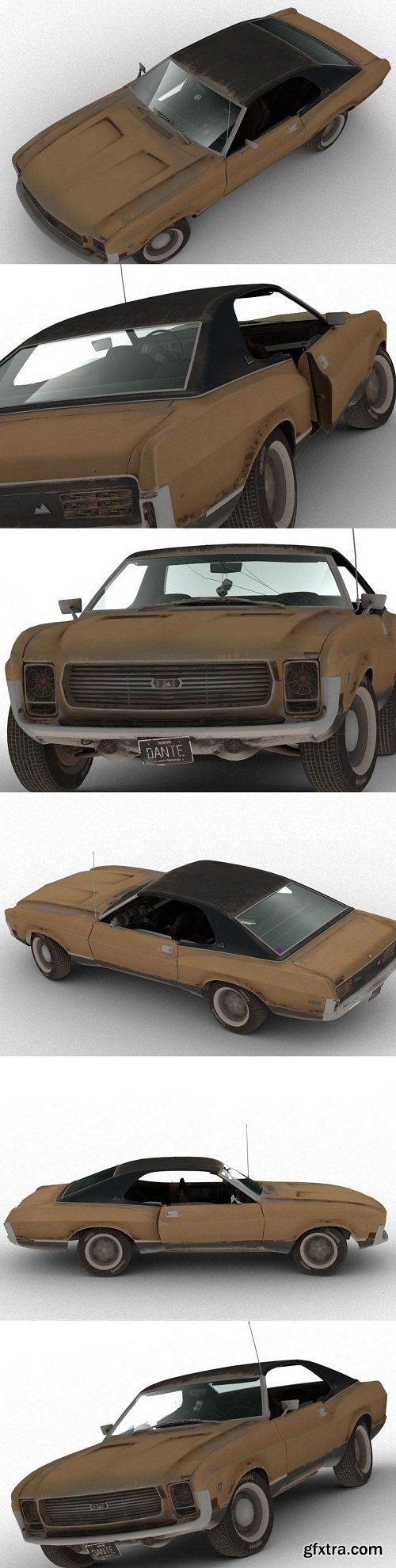 PUBG Rusty Old Car Low Poly 3D Model