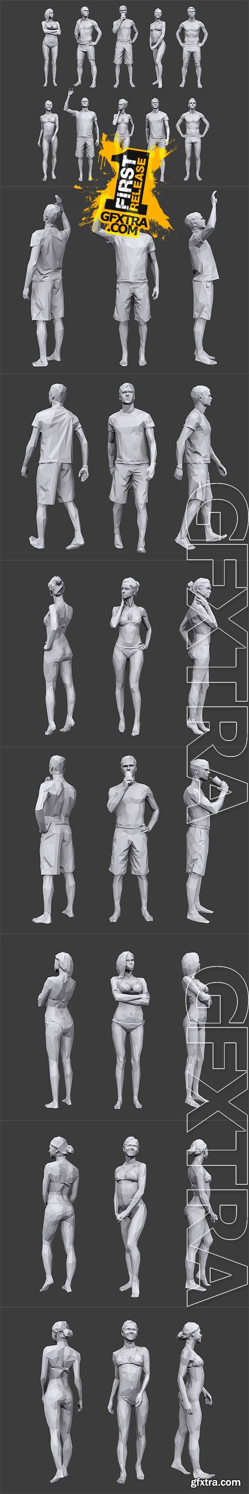 Cubebrush - Lowpoly People Vacation Pack