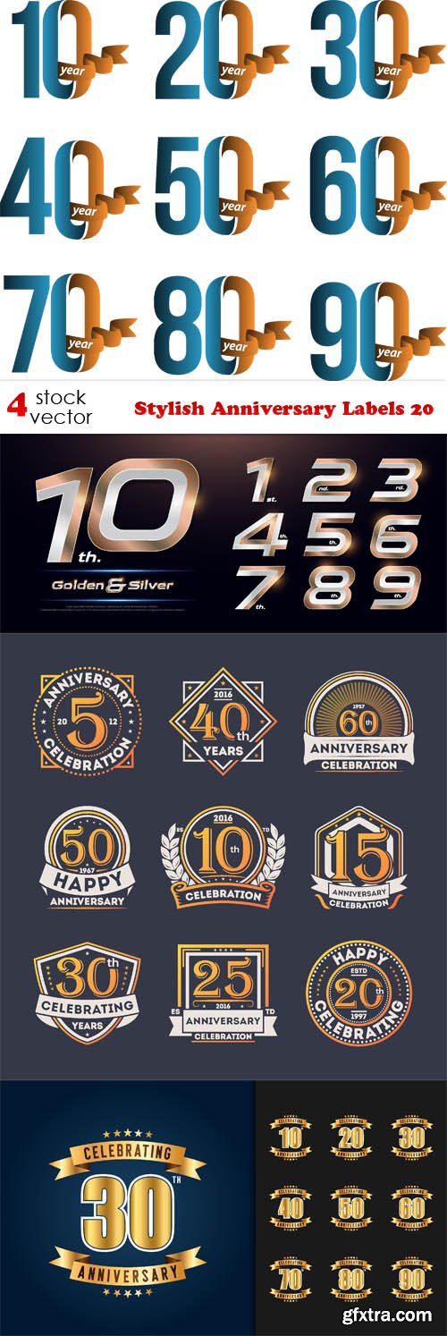 Vectors - Stylish Anniversary Labels 20