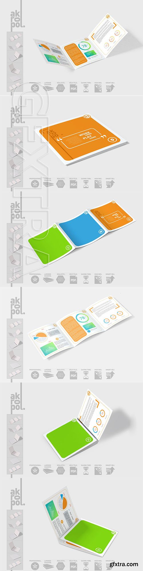 CreativeMarket - Square Trifold Brochure Mock-up 3054995